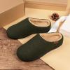 imageVeraCosy Mens Wool Felt Slippers Warm Fuzzy Faux Sherpa Slipon Memory Foam Indoor House SlippersUmber Green