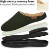 imageVeraCosy Mens Wool Felt Slippers Warm Fuzzy Faux Sherpa Slipon Memory Foam Indoor House SlippersUmber Green