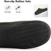 imageVeraCosy Mens Wool Felt Slippers Warm Fuzzy Faux Sherpa Slipon Memory Foam Indoor House SlippersUmber Green