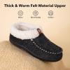 imageVeraCosy Womens Moccasin Slippers Warm Comfy Woolfelt Memory Foam Indoor House ShoesBlack