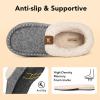 imageVeraCosy Womens Moccasin Slippers Warm Comfy Woolfelt Memory Foam Indoor House ShoesDark Grey
