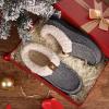 imageVeraCosy Womens Moccasin Slippers Warm Comfy Woolfelt Memory Foam Indoor House ShoesDark Grey