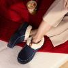 imageVeraCosy Womens Moccasin Slippers Warm Comfy Woolfelt Memory Foam Indoor House ShoesNavy