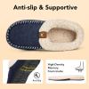 imageVeraCosy Womens Moccasin Slippers Warm Comfy Woolfelt Memory Foam Indoor House ShoesNavy