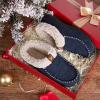 imageVeraCosy Womens Moccasin Slippers Warm Comfy Woolfelt Memory Foam Indoor House ShoesNavy