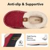 imageVeraCosy Womens Moccasin Slippers Warm Comfy Woolfelt Memory Foam Indoor House ShoesWine Red