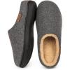 imageVeraCosy Mens Wool Felt Slippers Warm Fuzzy Faux Sherpa Slipon Memory Foam Indoor House SlippersDark Gray
