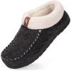 imageVeraCosy Womens Moccasin Slippers Warm Comfy Woolfelt Memory Foam Indoor House ShoesBlack