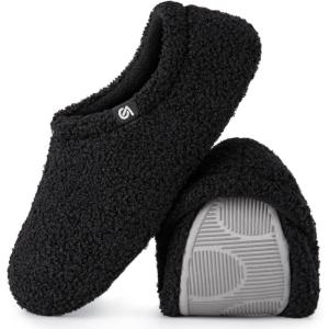 imageVeraCosy Womens Fuzzy Teddy Slippers Lightweight Memory Foam Indoor House ShoesBlack