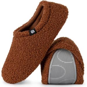 imageVeraCosy Womens Fuzzy Teddy Slippers Lightweight Memory Foam Indoor House ShoesBrown