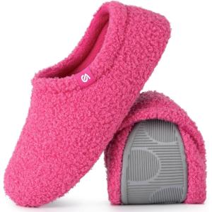 imageVeraCosy Womens Fuzzy Teddy Slippers Lightweight Memory Foam Indoor House ShoesCarnation