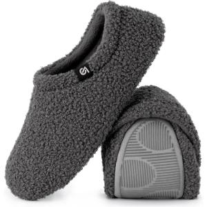 imageVeraCosy Womens Fuzzy Teddy Slippers Lightweight Memory Foam Indoor House ShoesDark Grey