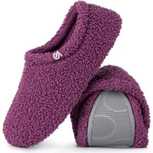 imageVeraCosy Womens Fuzzy Teddy Slippers Lightweight Memory Foam Indoor House ShoesPurple