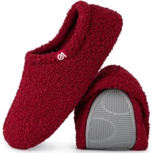 imageVeraCosy Womens Fuzzy Teddy Slippers Lightweight Memory Foam Indoor House ShoesWine Red