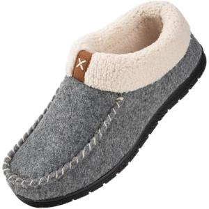 imageVeraCosy Womens Moccasin Slippers Warm Comfy Woolfelt Memory Foam Indoor House ShoesDark Grey