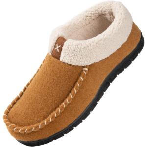 imageVeraCosy Womens Moccasin Slippers Warm Comfy Woolfelt Memory Foam Indoor House ShoesTan