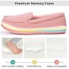 imageEverFoams Womens Lightweight Indoor Outdoor Memory Foam House Shoes Comfy Breathable Waffle Knitted Moccasins Loafer SlippersPink