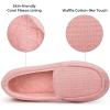 imageEverFoams Womens Lightweight Indoor Outdoor Memory Foam House Shoes Comfy Breathable Waffle Knitted Moccasins Loafer SlippersPink