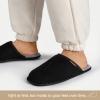 imageVeraCosy Mens Comfy Corduroy Memory Foam Scuff Slippers Soft Faux Fur Lined House Shoes with AntiSkid Lightweight SoleDark Black