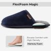 imageVeraCosy Mens Comfy Corduroy Memory Foam Scuff Slippers Soft Faux Fur Lined House Shoes with AntiSkid Lightweight SoleNavy Blue