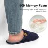 imageVeraCosy Mens Corduroy Scuff Slippers Soft Comfy Memory Foam Nonslip Indoor House ShoesDark Navy Blue