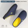 imageVeraCosy Mens TwoTone Memory Foam House Slippers Indoor Outdoor Durable Rubber SoleBlueMaize