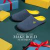 imageVeraCosy Mens TwoTone Memory Foam House Slippers Indoor Outdoor Durable Rubber SoleBlueMaize