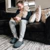 imageVeraCosy Mens TwoTone Memory Foam House Slippers Indoor Outdoor Durable Rubber SoleDark GrayBlue