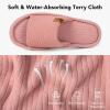 imageVeraCosy Womens Open Toe Slippers Soft Terry Cloth Indoor Slip on House ShoesDusty Pink