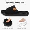 imageVeraCosy Womens Open Toe Slippers Soft Terry Cloth Indoor Slip on House ShoesModest Black