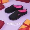 imageVeraCosy Womens TwoTone Slippers Soft Comfy Knit Memory Foam Nonslip Indoor House ShoesFuchsia Black