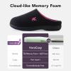 imageVeraCosy Womens TwoTone Slippers Soft Comfy Knit Memory Foam Nonslip Indoor House ShoesFuchsia Black