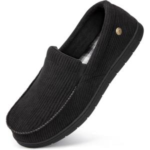 imageVeraCosy Mens Comfy House Shoes Cozy Soft Moccasin Indoor Bedroom SlippersDull Black