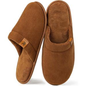 imageVeraCosy Mens Corduroy Scuff Slippers Soft Comfy Memory Foam Nonslip Indoor House ShoesSugar Almond