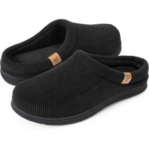 imageVeraCosy Mens Moccasin Slippers Comfy Soft Durable Slipon Indoor Memory Foam House ShoesMatt Black
