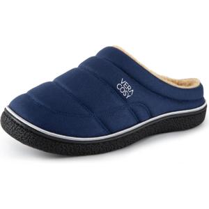 imageVeraCosy Mens Quilted Slipon Slippers Technicalcloth Soft Fuzzy Comfy Nonslip Campground Style House ShoesSapphire Blue