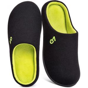 imageVeraCosy Mens TwoTone Memory Foam House Slippers Indoor Outdoor Durable Rubber SoleBlackLime