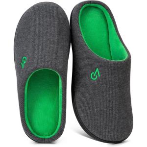 imageVeraCosy Mens TwoTone Memory Foam House Slippers Indoor Outdoor Durable Rubber SoleGreen