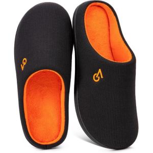 imageVeraCosy Mens TwoTone Memory Foam House Slippers Indoor Outdoor Durable Rubber SoleOrange