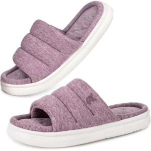 imageVeraCosy Womens Open Toe Slippers Comfy Memory Foam Slip on House ShoesLight Mulberry