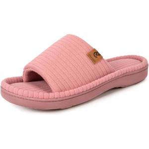 imageVeraCosy Womens Open Toe Slippers Soft Terry Cloth Indoor Slip on House ShoesDusty Pink