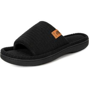 imageVeraCosy Womens Open Toe Slippers Soft Terry Cloth Indoor Slip on House ShoesModest Black