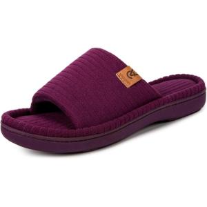 imageVeraCosy Womens Open Toe Slippers Soft Terry Cloth Indoor Slip on House ShoesPlum Purple