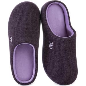 imageVeraCosy Womens TwoTone Slippers Soft Comfy Knit Memory Foam Nonslip Indoor House ShoesEvening Lilac