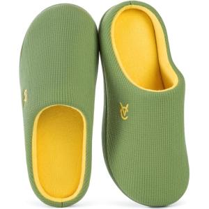 imageVeraCosy Womens TwoTone Slippers Soft Comfy Knit Memory Foam Nonslip Indoor House ShoesLime Green