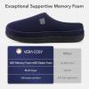 imageVeraCosy Mens Cozy Knit Slipper Breathable Memory Foam Indoor House Shoes with None Slip Rubber SoleNavy Blue