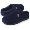 imageVeraCosy Mens Cozy Knit Slipper Breathable Memory Foam Indoor House Shoes with None Slip Rubber SoleNavy Blue