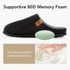 imageVeraCosy Mens Cozy Slipon Slippers Corduroy Memory Foam Indoor House ShoesDark Black