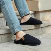 imageVeraCosy Mens Cozy Slipon Slippers Corduroy Memory Foam Indoor House ShoesDark Black