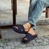 imageVeraCosy Mens Open Toe Slippers Breathable Corn Knit Memory Foam with Non Slip SoleIndigo Blue